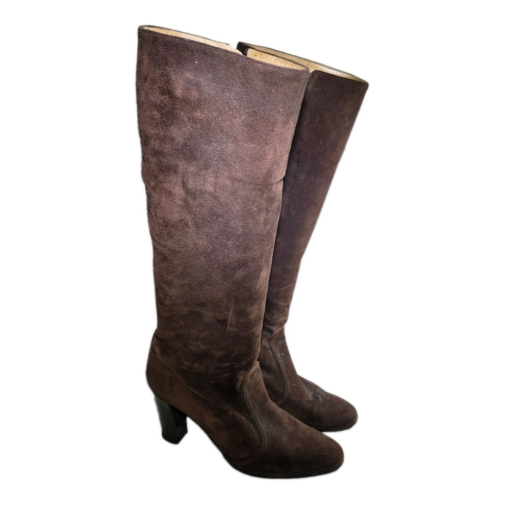 Bruno Magli Boots Womens 9AA Brown Suede Leather Knee High‎ Stefano Italy *READ